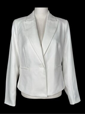NINE WEST White Single-Button Tailored Blazer